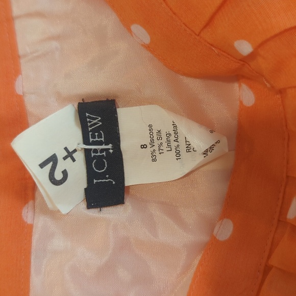 Coral, polka dot, knee length J Crew skirt, size 8 - Picture 3 of 5